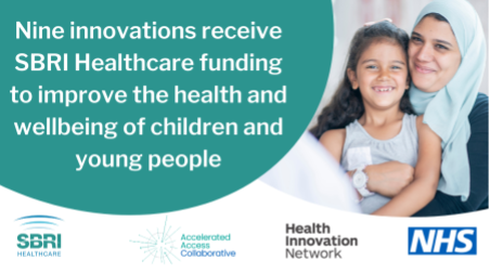 Caption: Nine innovations receive SBRI Healthcare funding to improve the health and wellbeing of children and young people.